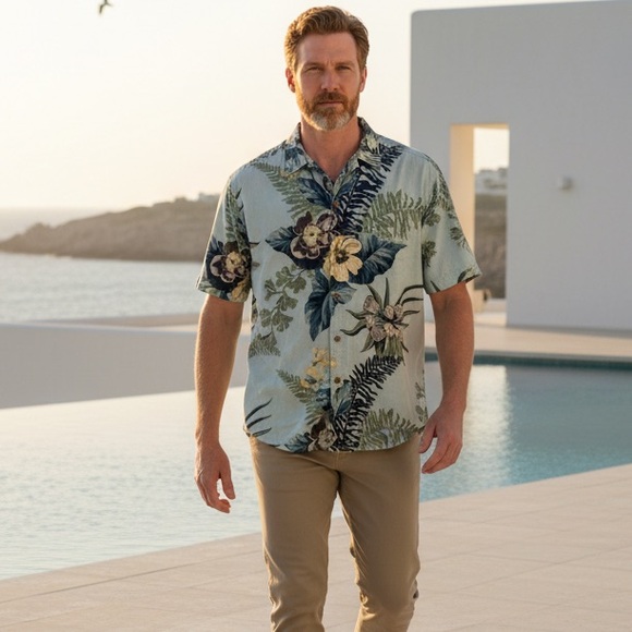 EUC Tommy Bahama Men’s Authentic 100% Silk Hawaiian Short Sleeve Button Down - M